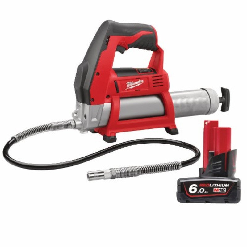 Milwaukee M12GG-0 12V Cordless Grease Gun (Body Only) & 6.0Ah Battery