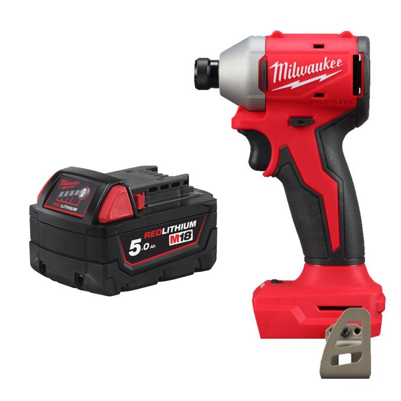 Milwaukee M18BLIDR-0 1/4″ Hex Brushless Impact Driver & 5.0ah Battery