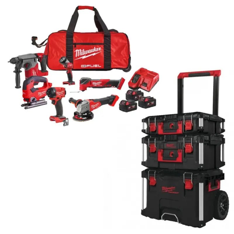 Milwaukee M18FPP6L3-503B 18v 6pc Fuel Power Pack & 4932464244 3pc Packout Set