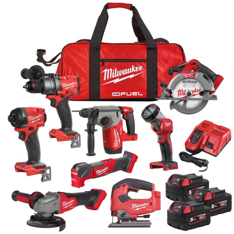 Milwaukee M18FPP8-503B New Gen 18v 8 Piece Fuel Power Pack – 3 x 5.0ah Batteries