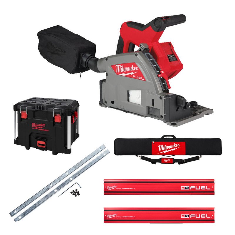 Milwaukee M18FPS55 18v 55mm Plunge Saw Naked in Packout Case with Guide Rail Kit