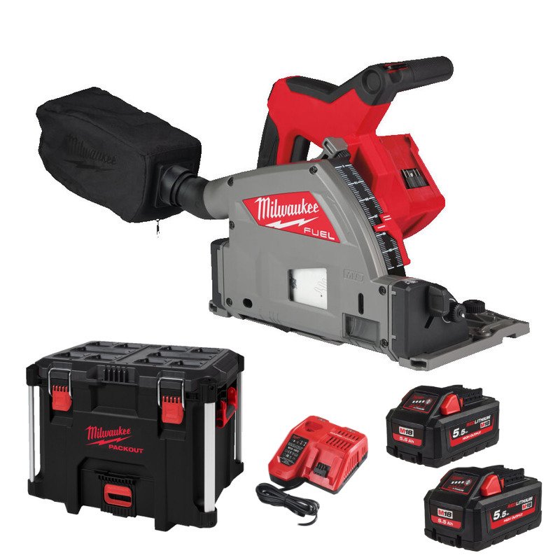 Milwaukee M18FPS55-552P 18v 55mm Plunge Saw Kit – 2 x 5.5ah High Output Batteries