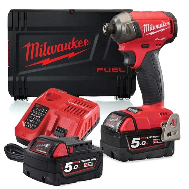 Milwaukee M18FQID-502X 18V Fuel Brushless Quiet Impact Driver (2 x 5Ah RedLithium-Ion Batteries)