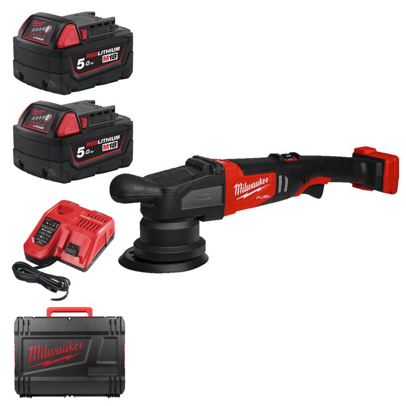 Milwaukee M18FROP15-502X 18v Fuel Random Orbital Polisher Kit – 2 x 5.0ah Batteries