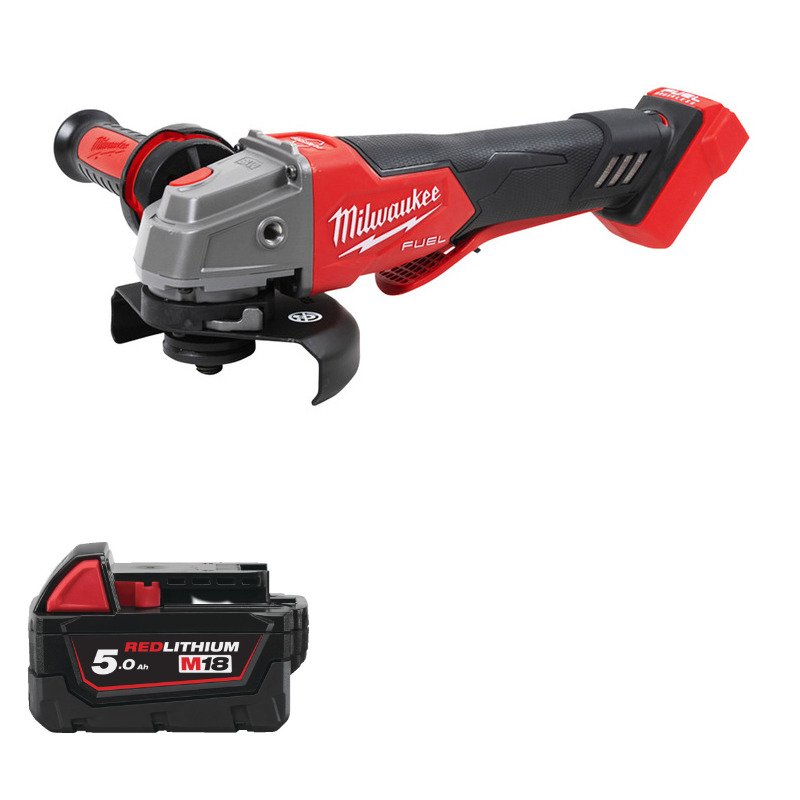 Milwaukee M18FSAGV115XPDB-0 18v Fuel 115mm Braking Angle Grinder Naked & 5.0ah Battery