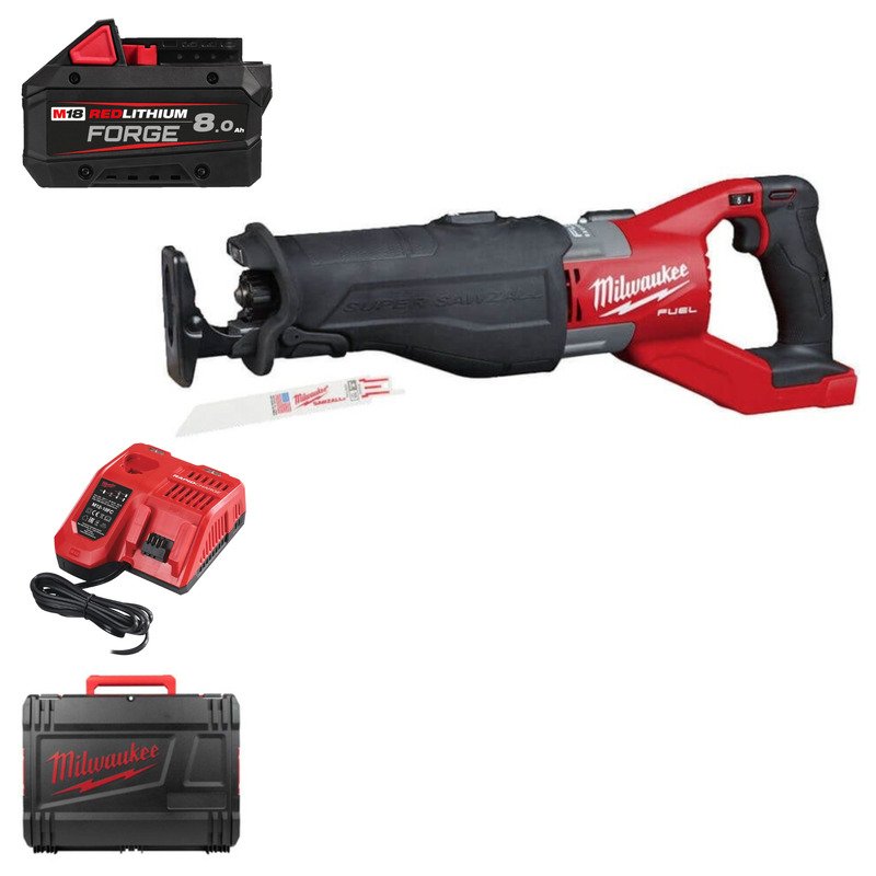 Milwaukee M18FSX-801C 18v Fuel Sawzall Kit – 8ah Forge Battery, Charger and Case