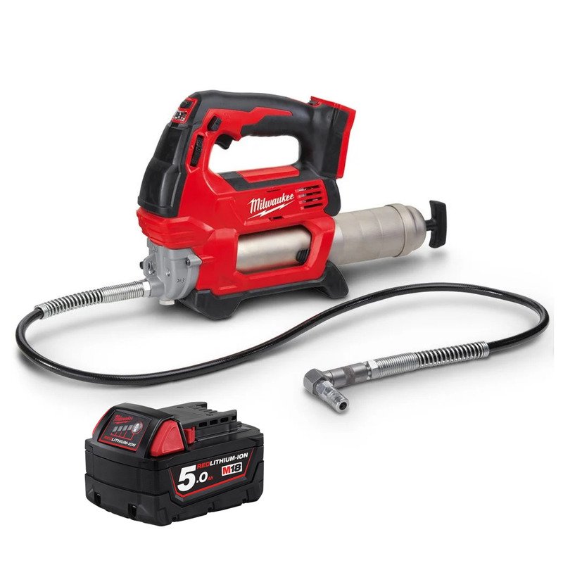 Milwaukee M18GG-0 18V Heavy Duty Grease Gun (Body Only) & 5.0Ah Battery