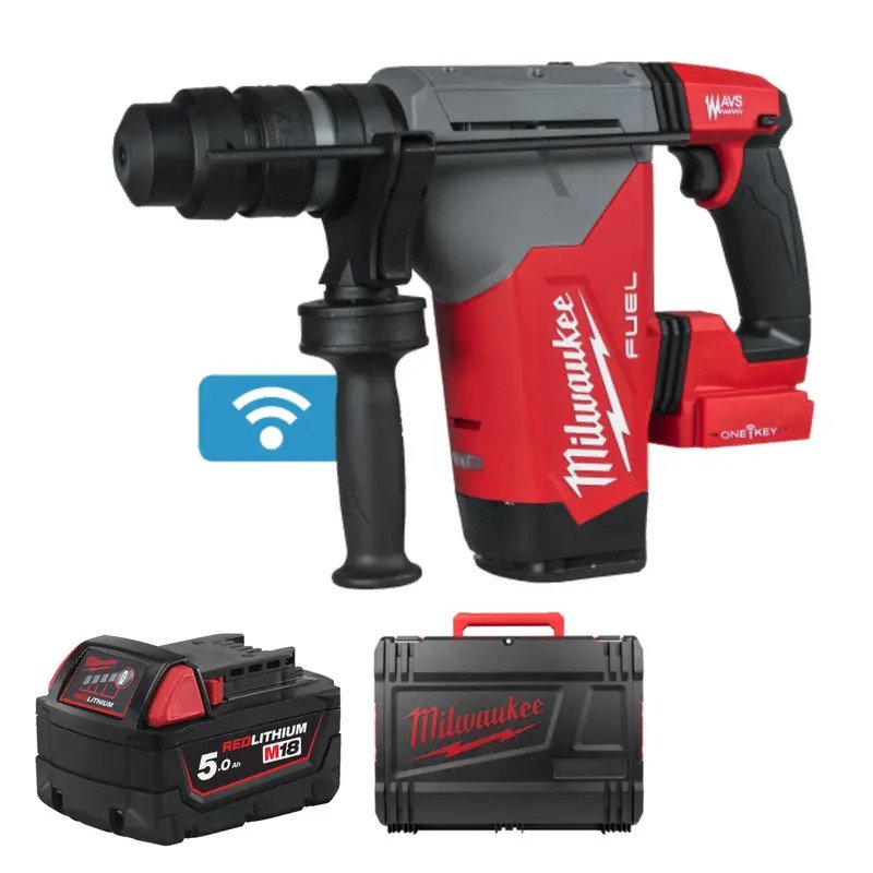 Milwaukee M18ONEFHPX-0X ‘FUEL’ SDS+ 32 mm Hammer Drill With Case & M18B5 Battery