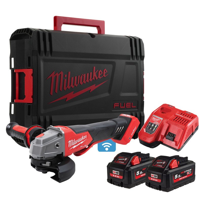 Milwaukee M18ONEFSAG115XPDB-552X 18V FUEL ONE-KEY 115mm Angle Grinder (2×5.5Ah)