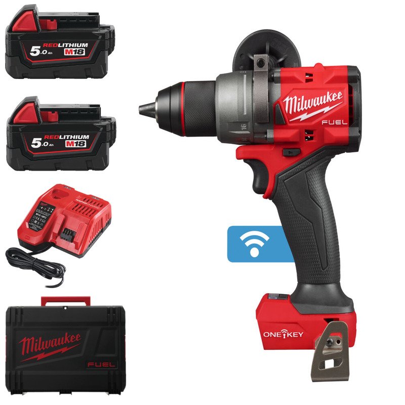 Milwaukee M18ONEPD3-502X 18v Fuel OneKey Combi Drill Kit – 2 x 5.0ah Batteries