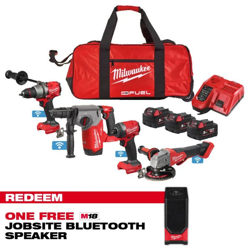 Milwaukee M18ONEPP4A3-503B 18v Fuel One-Key 4pc Kit (CLAIM FREE BLUETOOTH SPEAKER VIA MILWAUKEE REDEMPTION)