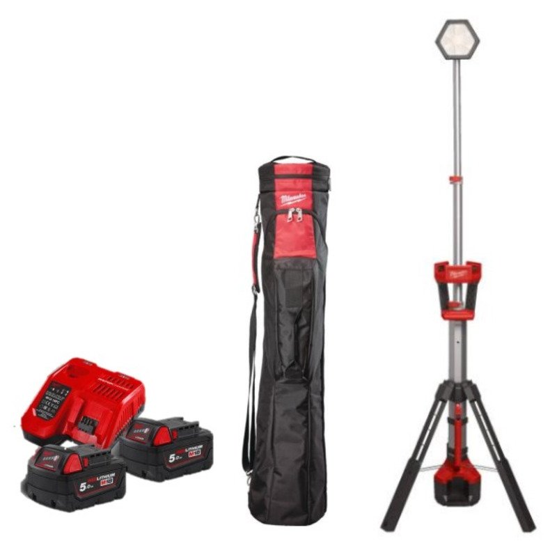 Milwaukee M18SAL2-502B 18v LED Stand Light Kit – 2 x 5.0ah Batteries – NEW GEN