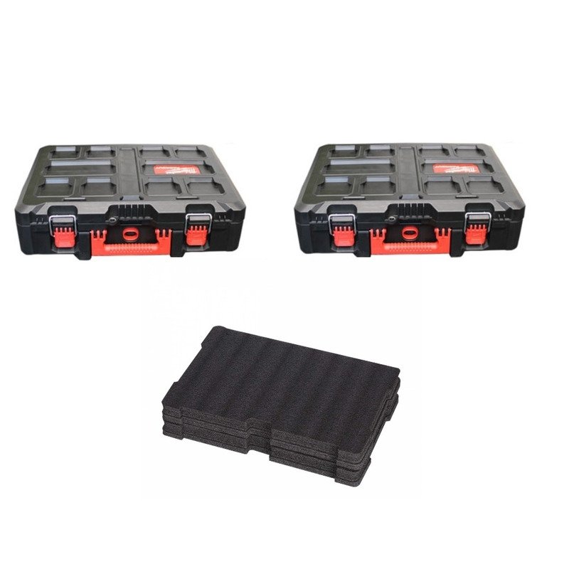 Milwaukee PACKFOAMKIT Small PACKOUT Case with Packout Foam Cuttable Insert (Twin Pack)