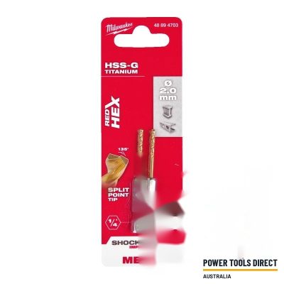 Milwaukee Red Hex Shockwave HSS-Tin Metal Drill Bits (Select Size)