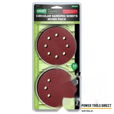 SMART Trade 115mm Circular Mixed Grit Sanding Sheets – Pack of 50