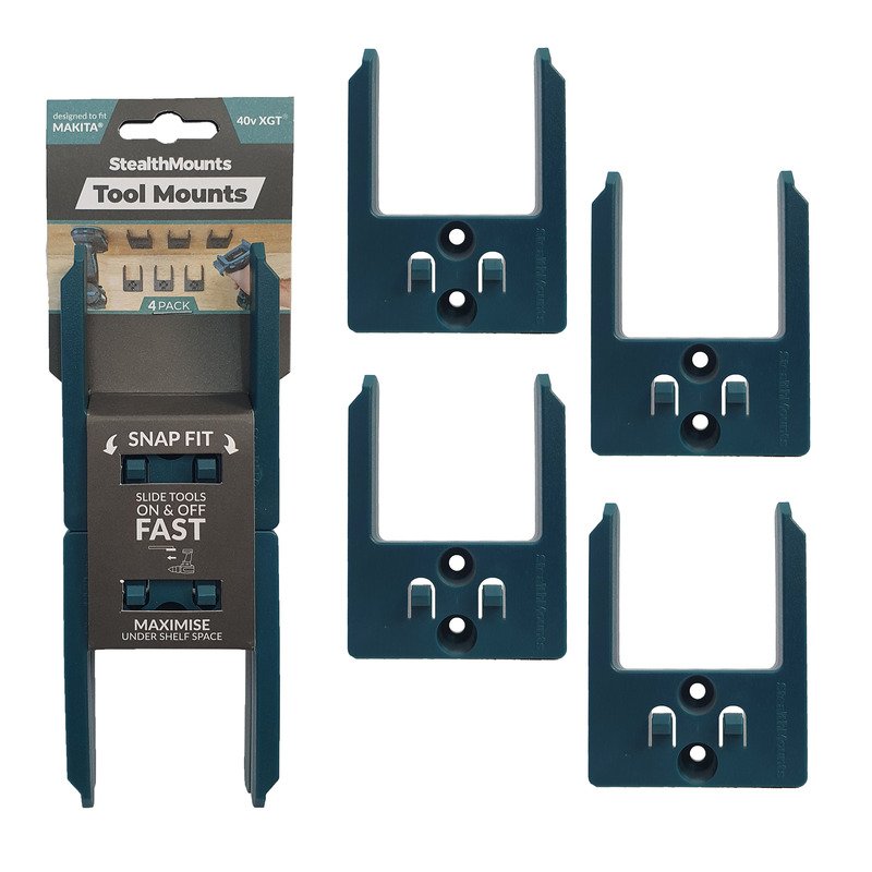 StealthMounts 4 Pack Tool Mounts for Makita 40V XGT Tools – Blue