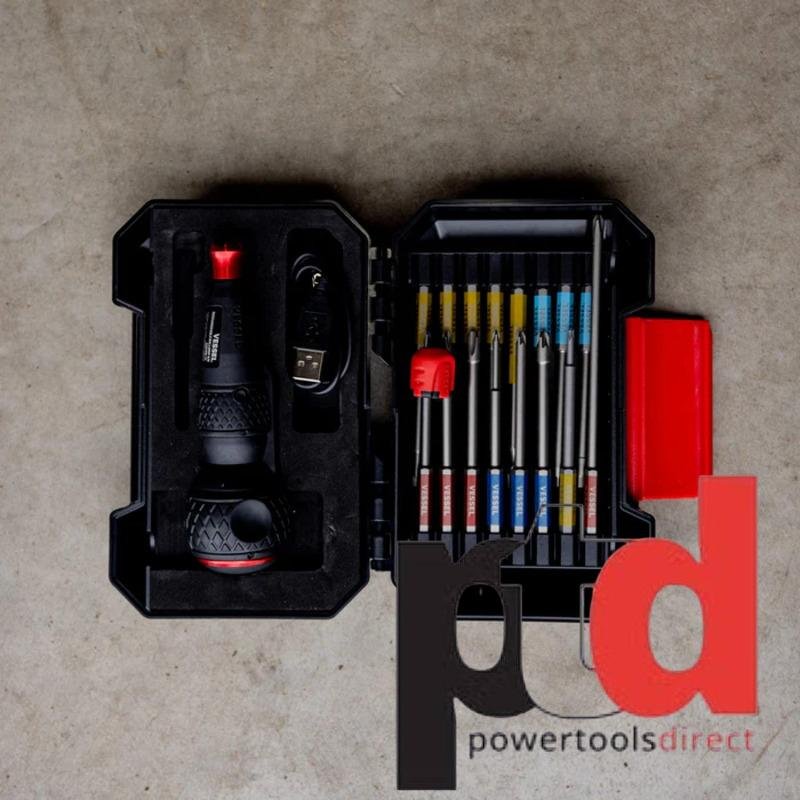 Vessel 16pc GOSAI Bit Set with 220USB Ball Grip Screwdriver in Hard Case