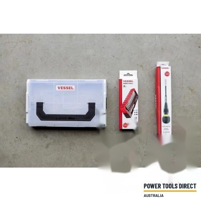 Vessel L-Box Mini With No.2200 Ratcheting Ball Grip & 31 Piece Bit Set