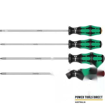 Wera 335/350/355/4 Screwdriver Set Kraftform Plus Lasertip 200 mm Long Blades, 4pc