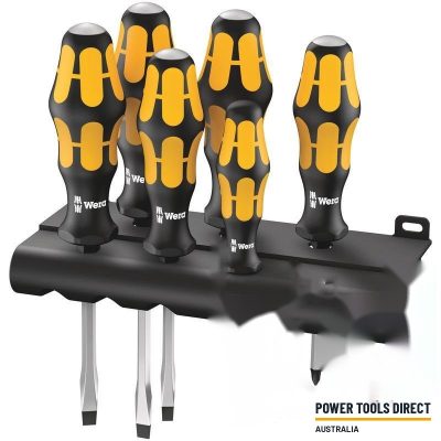 Wera 932/918/6 Screwdriver set Kraftform Chisel Driver and Rack, 6pc