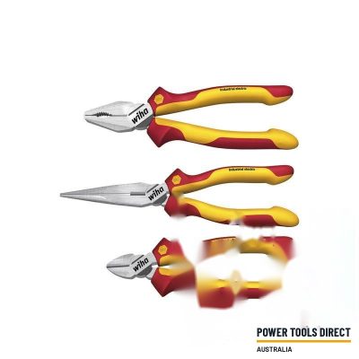 Wiha 38637 3pc Industrial Plier Set – Combination, Needle and Diagonal Cutters
